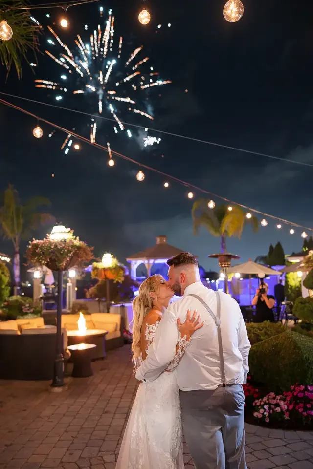 Fireworks Wedding Night Kiss
