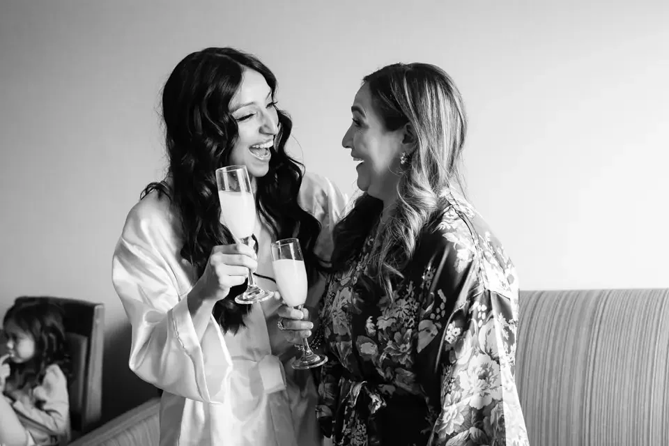 Champagne Toast During Getting Ready