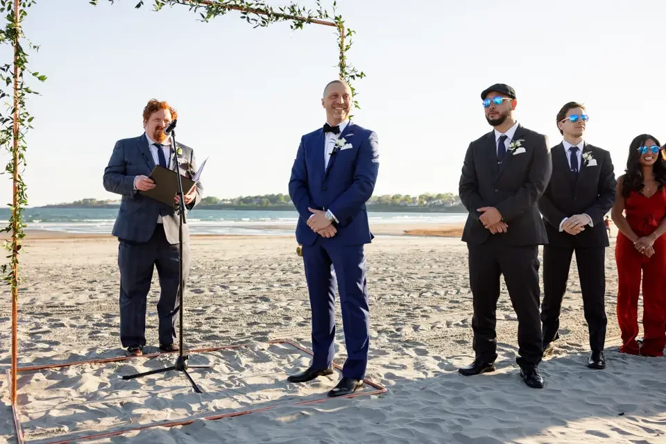 Groom Awaiting the Ceremony at a Beach Wedding