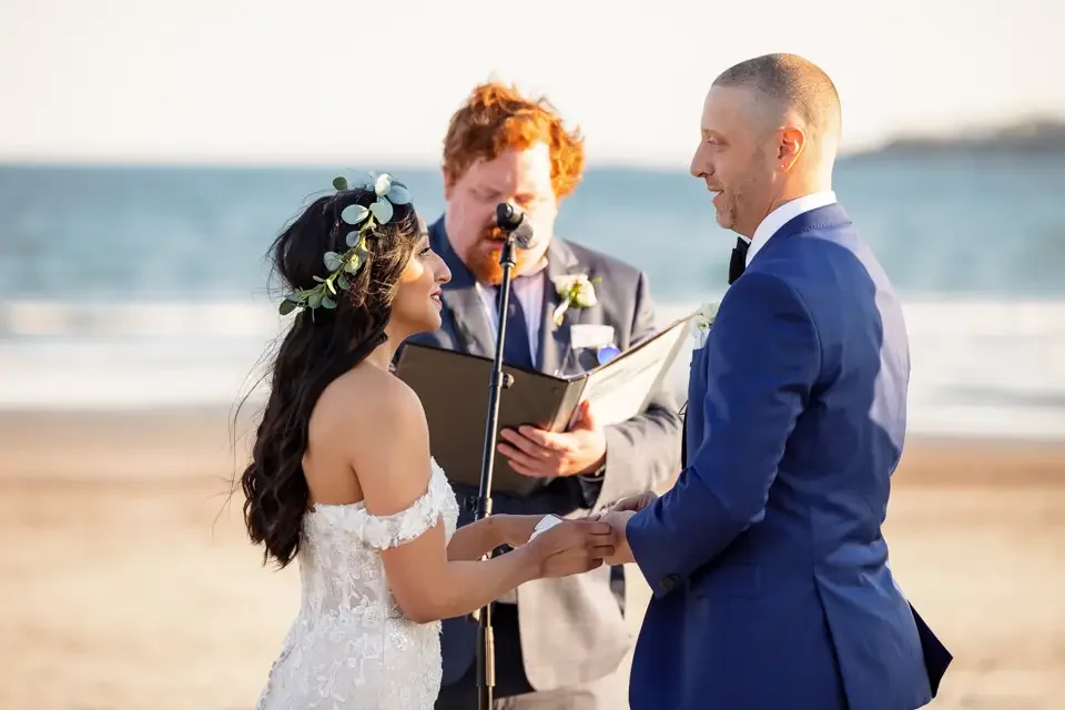 Emotional Moment During a Coastal Wedding Ceremony