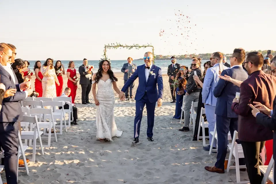 Celebratory Recessional at a Beach Wedding