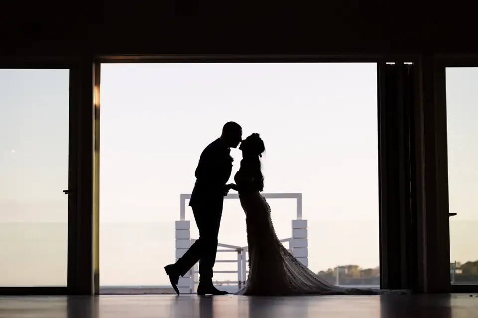 Romantic Wedding Silhouette with Coastal Light