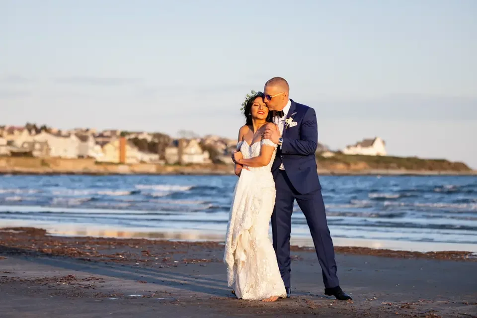 Golden Hour Coastal Wedding Portrait