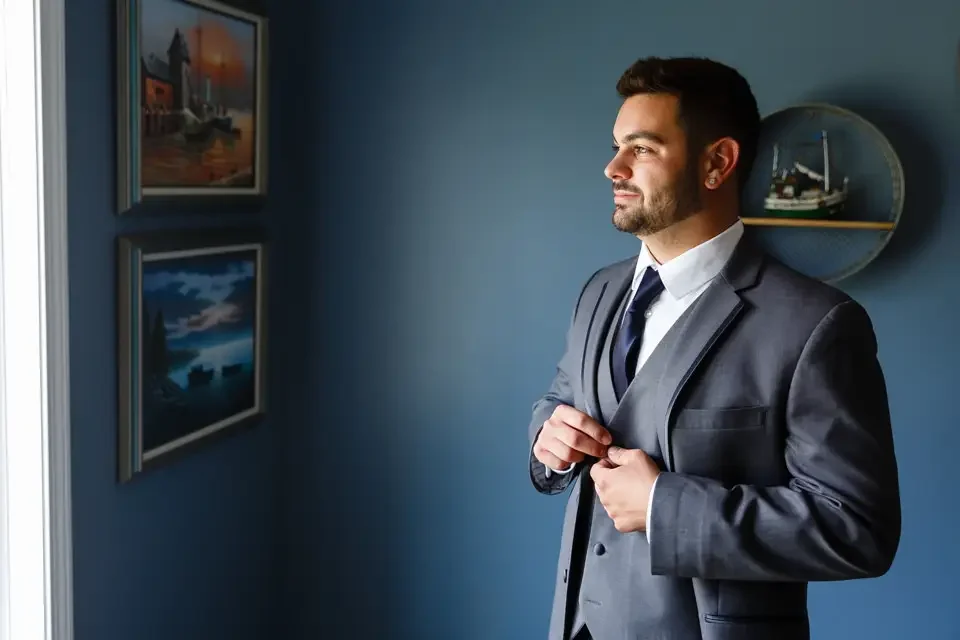 Groom Getting Ready Portrait