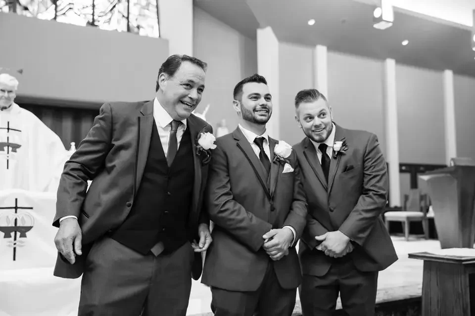 Groom and Groomsmen During the Wedding Ceremony
