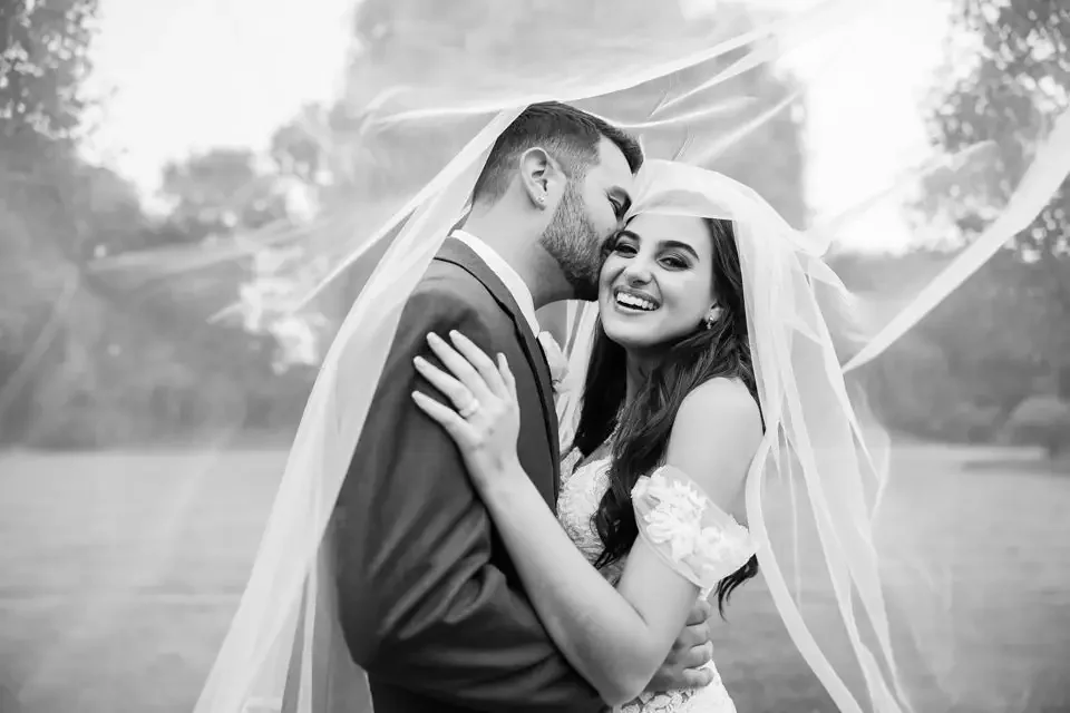 Timeless Black and White Wedding Portrait
