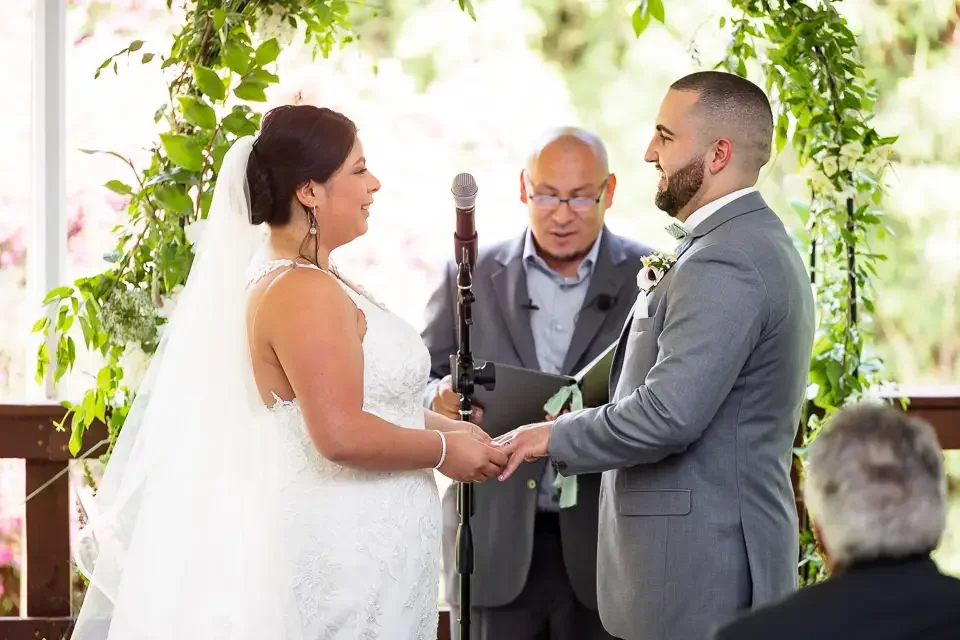 Exchanging Rings During an Outdoor Ceremony