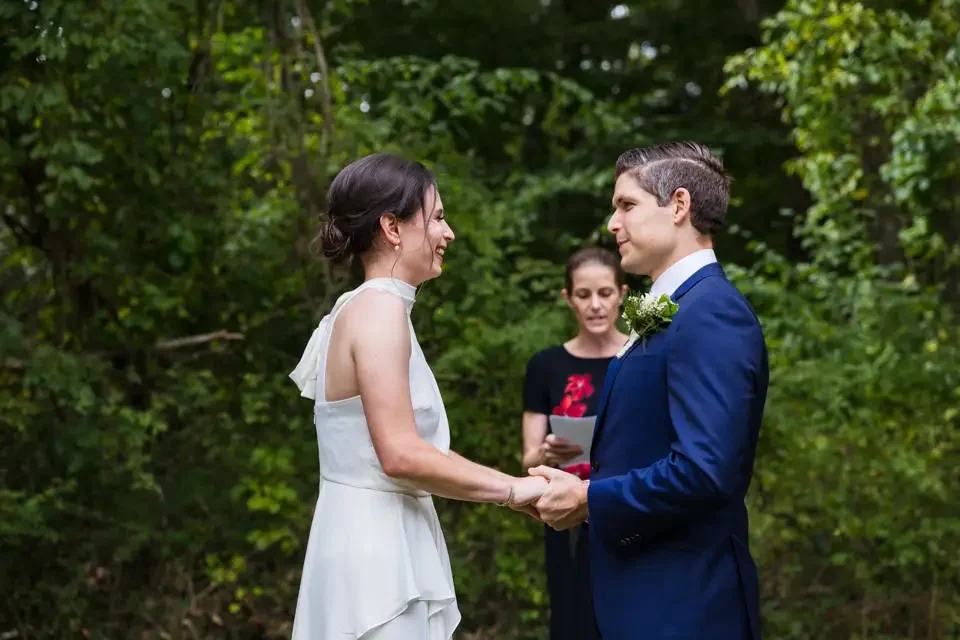 Sharing Vows in a Quiet Outdoor Setting