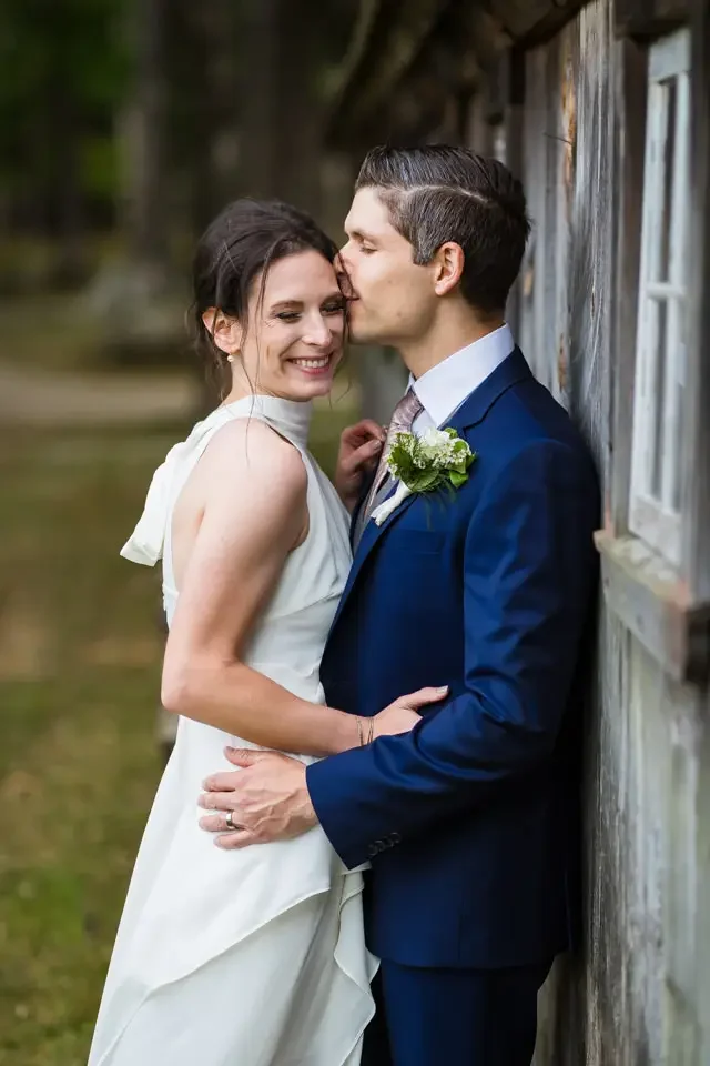 Intimate Wedding Couple Portrait with Rustic Details
