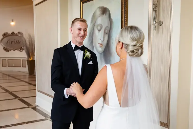 Indoor First Look Before The Ceremony