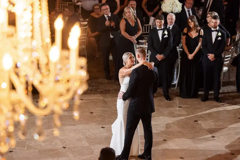 Romantic First Dance Under Chandeliers