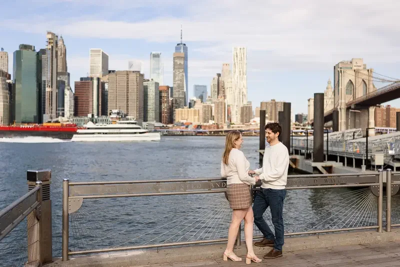 Waterfront Engagement Session With City Views