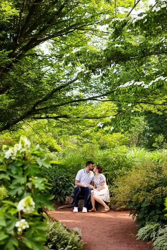 Golden Hour Garden Engagement Portrait