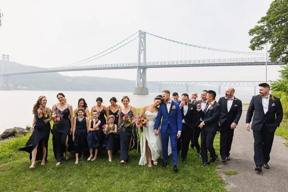 Wedding Party Portrait by the Hudson River