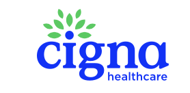 Cigna Healthcare logo with a green and blue leaf design
