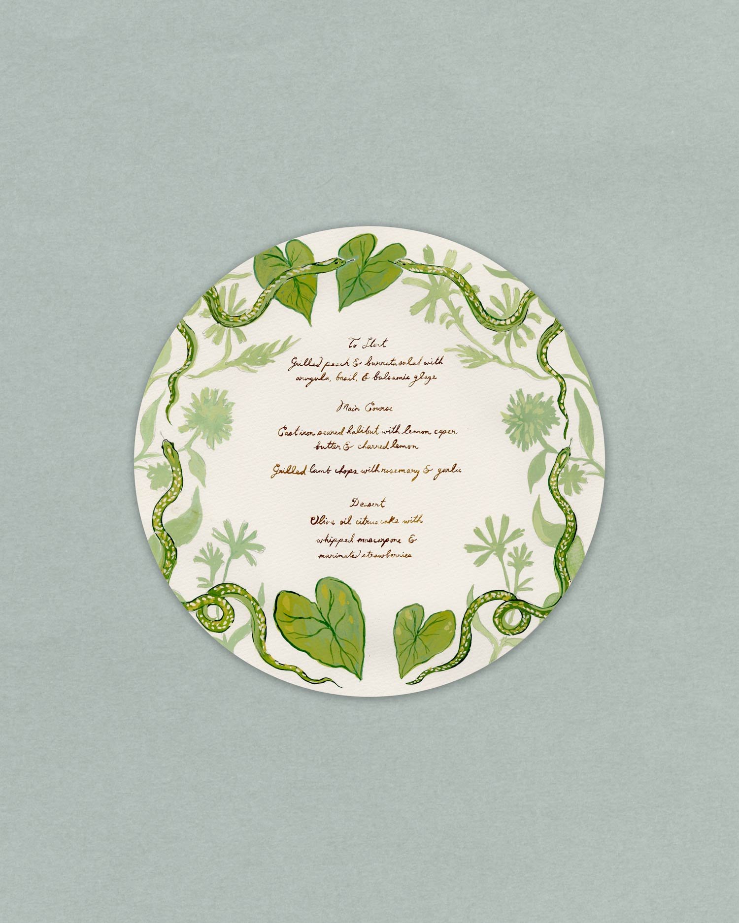 In The Garden Round Menu in Green