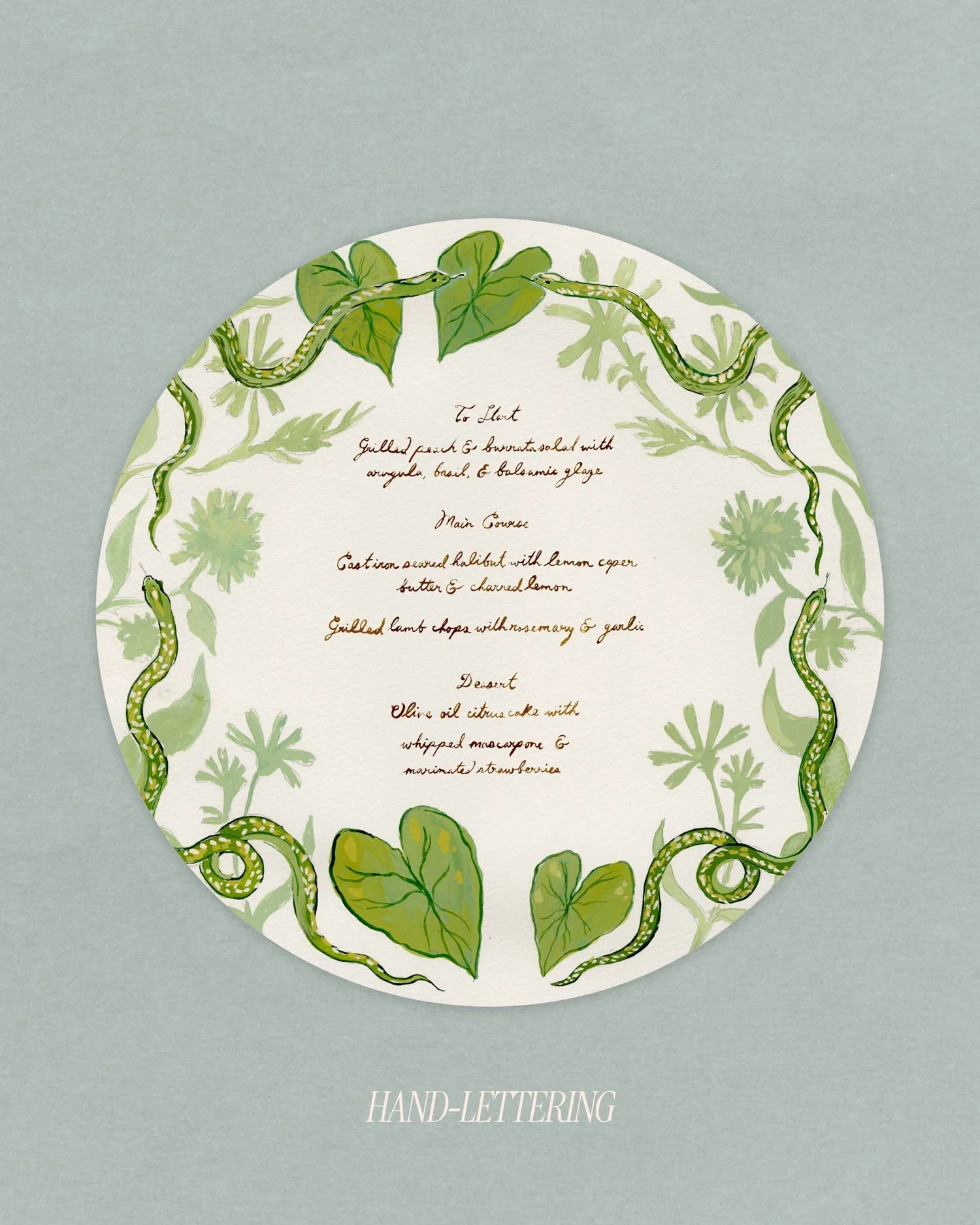 wedding-menu-round-hand-painted-green-hand-lettering-olivia-provey-studio.jpg
