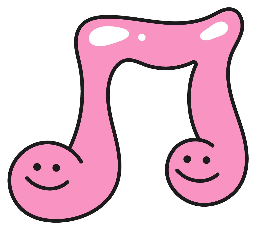 Cute pink cartoon number 9 with smiling faces on the ends.