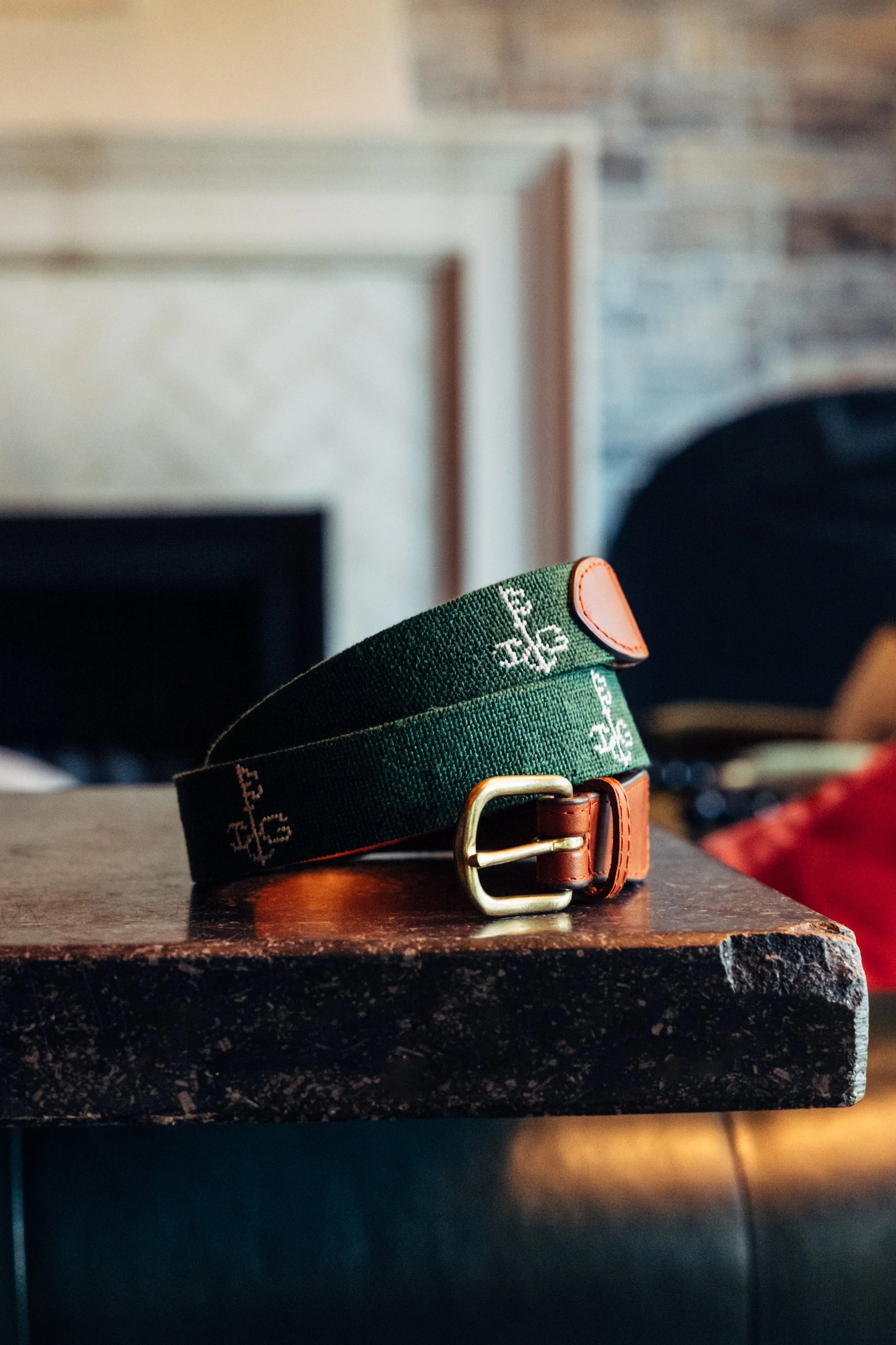 Smathers & Branson Needlepoint Belt (Green)
