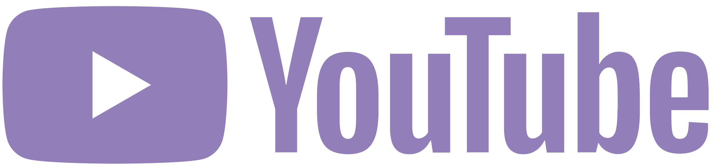 The YouTube logo in purple with a play button icon.