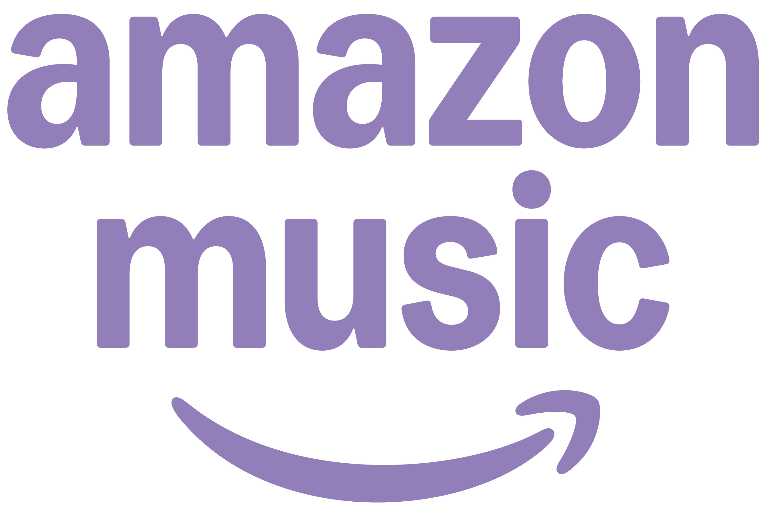 The Amazon logo with the words 'amazon music' in purple letters and a curved arrow underneath.