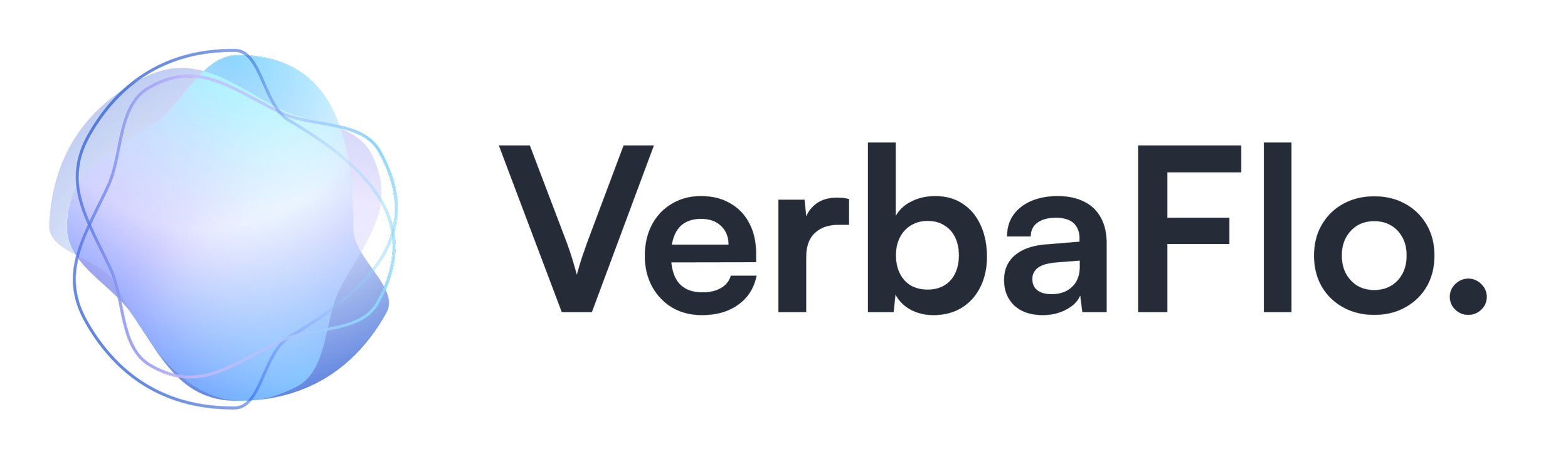 VerbaFlo logo featuring a spherical graphic with blue and purple swirling lines and the name 'VerbaFlo' in black text.