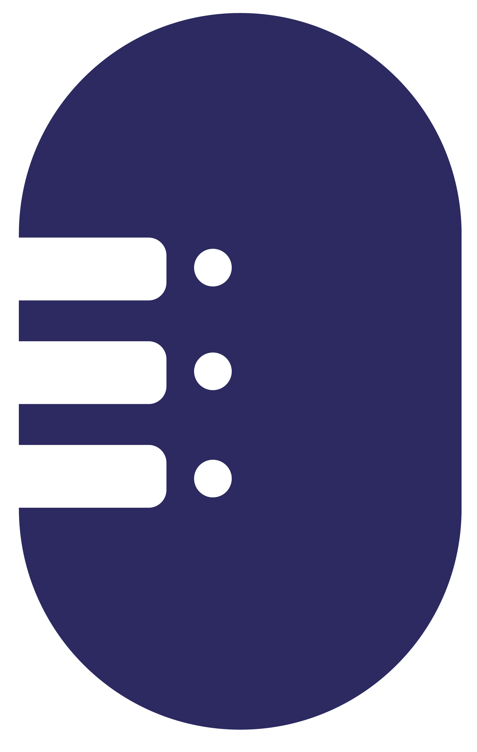 Graphic of a navy blue microphone icon with three horizontal black lines across its speaker area.