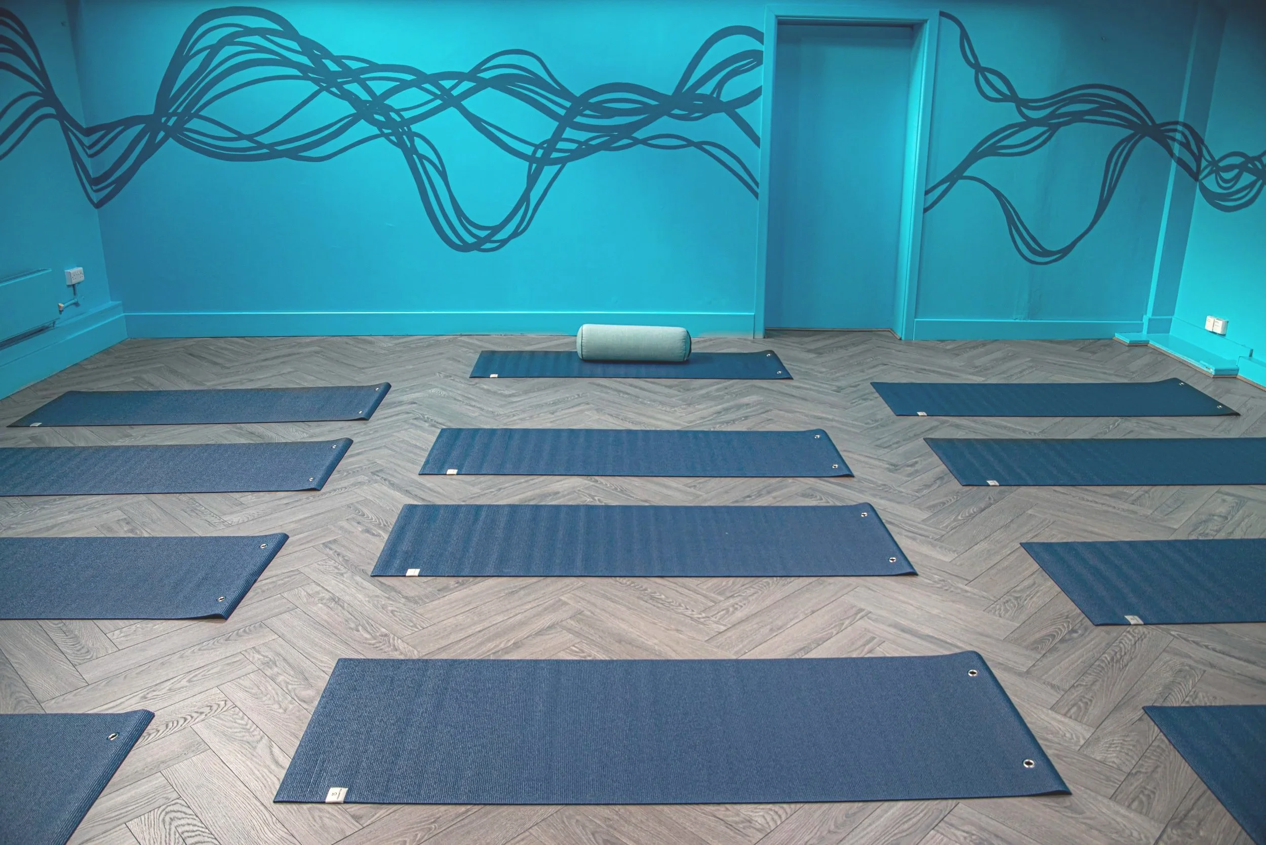 Yoga sanctuary with mats laid out