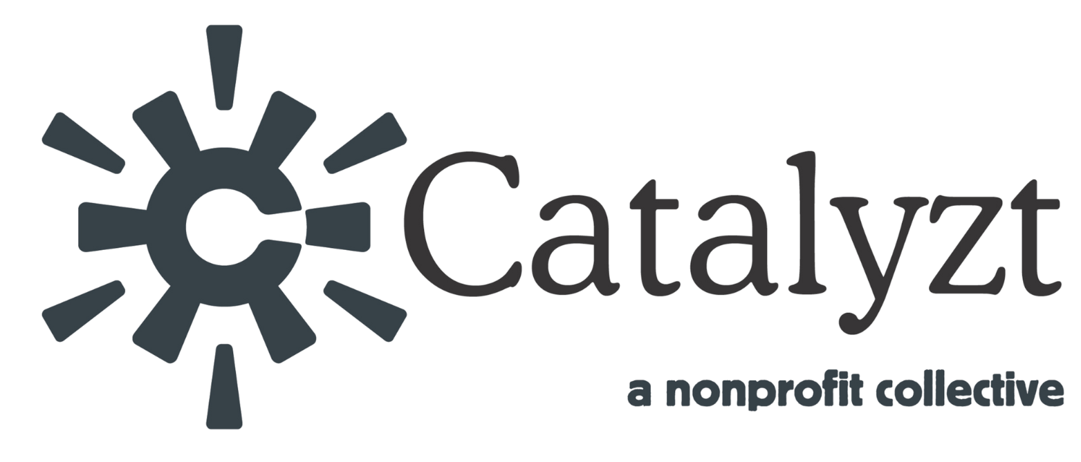 Logo for CataLyzT, a nonprofit collective, featuring a gear icon with radiating lines and the text 'CataLyzT a nonprofit collective'.