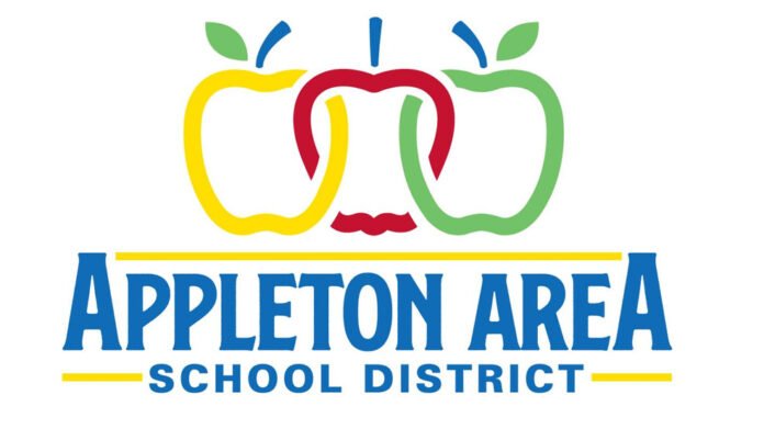 Logo with three colorful apples (yellow, red, green) and text that reads 'Appleton Area School District'.
