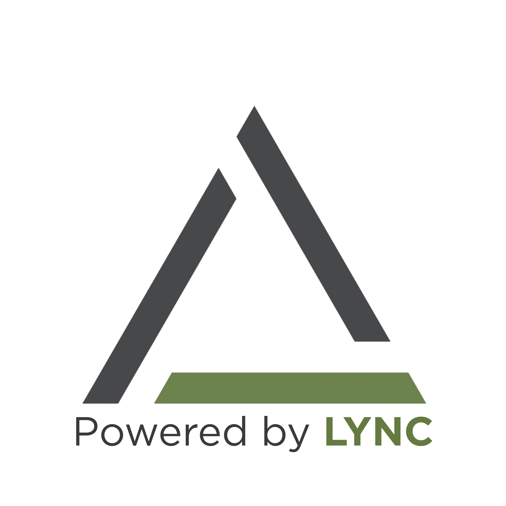 Logo with stylized letter A and the text 'Powered by LYNC' underneath.