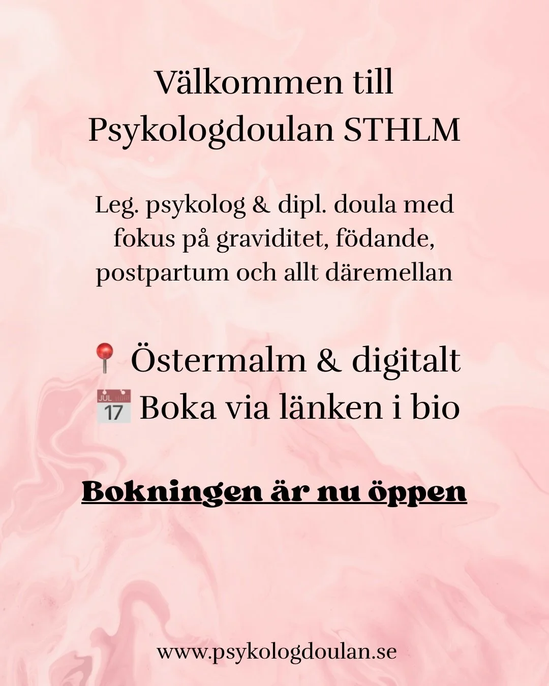 Dela g&auml;rna vidare 🪷 
M&aring;nga som lider av f&ouml;dslorelaterad psykisk problematik har sv&aring;rt att hitta r&auml;tt st&ouml;d s&aring; dela g&auml;rna inl&auml;gget s&aring; att fler f&aring;r informationen.

Av integritets- och sekretes