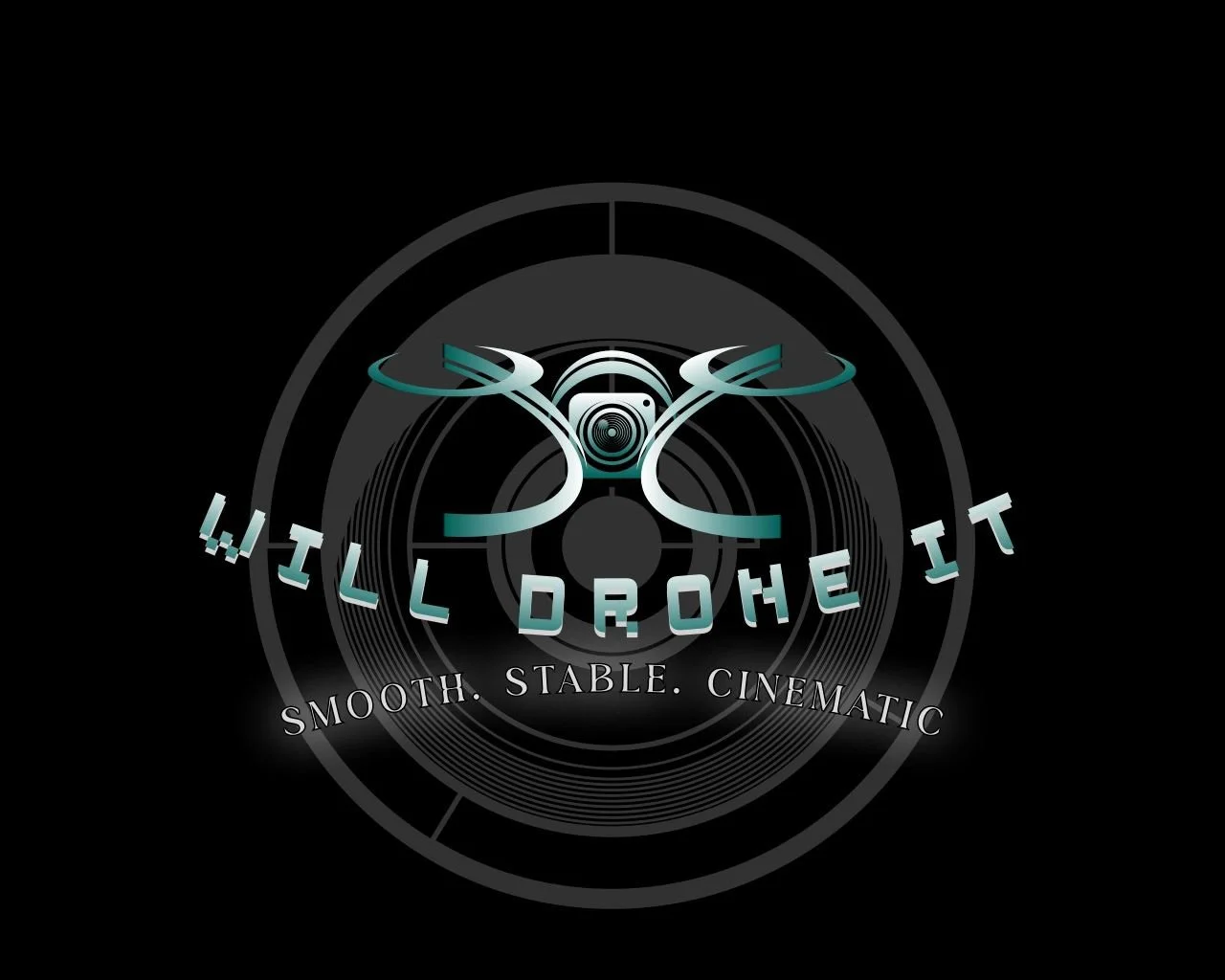 Futuristic drone with the text 'Will Drone It' and the tagline 'Smooth. Stable. Cinematic' on a black background.