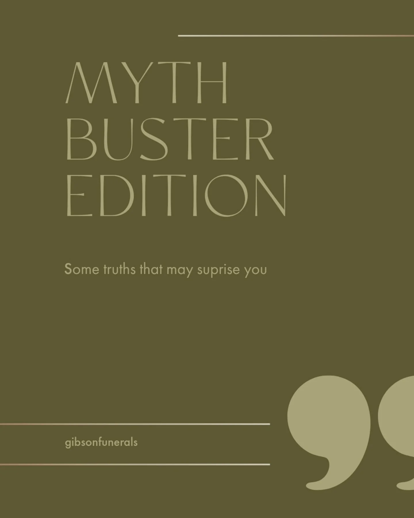 There are so many misconceptions around funerals and what happens after someone passes away 🕊

For many families, the unknown can feel overwhelming. Below is our response to some of those myths or held beliefs that simply aren't true:

Myth 1: &quot