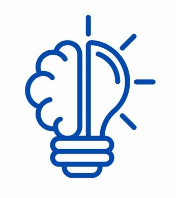 Design combining a brain and a light bulb, symbolizing ideas and creativity.