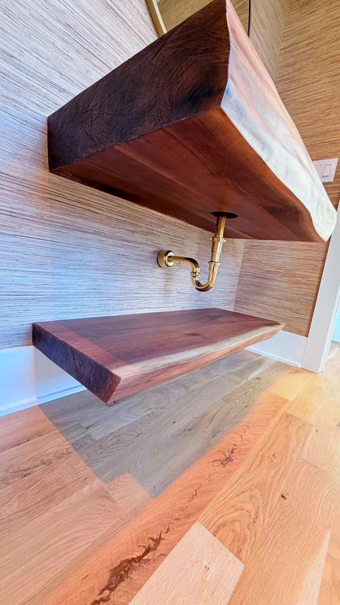 Custom Floating Live Edge Vanity | Contemporary Powder Room | Connecticut 2.jpg