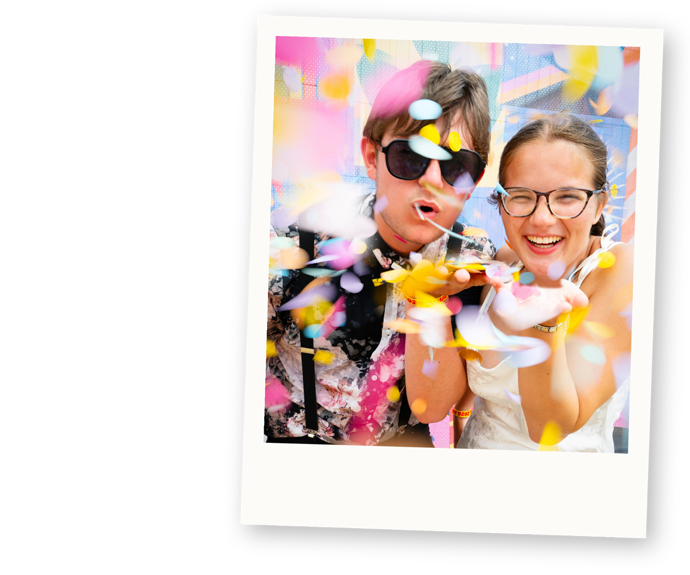 Colourful alternative wedding photography portfolio featuring relaxed couples, confetti celebrations and creative portraits.