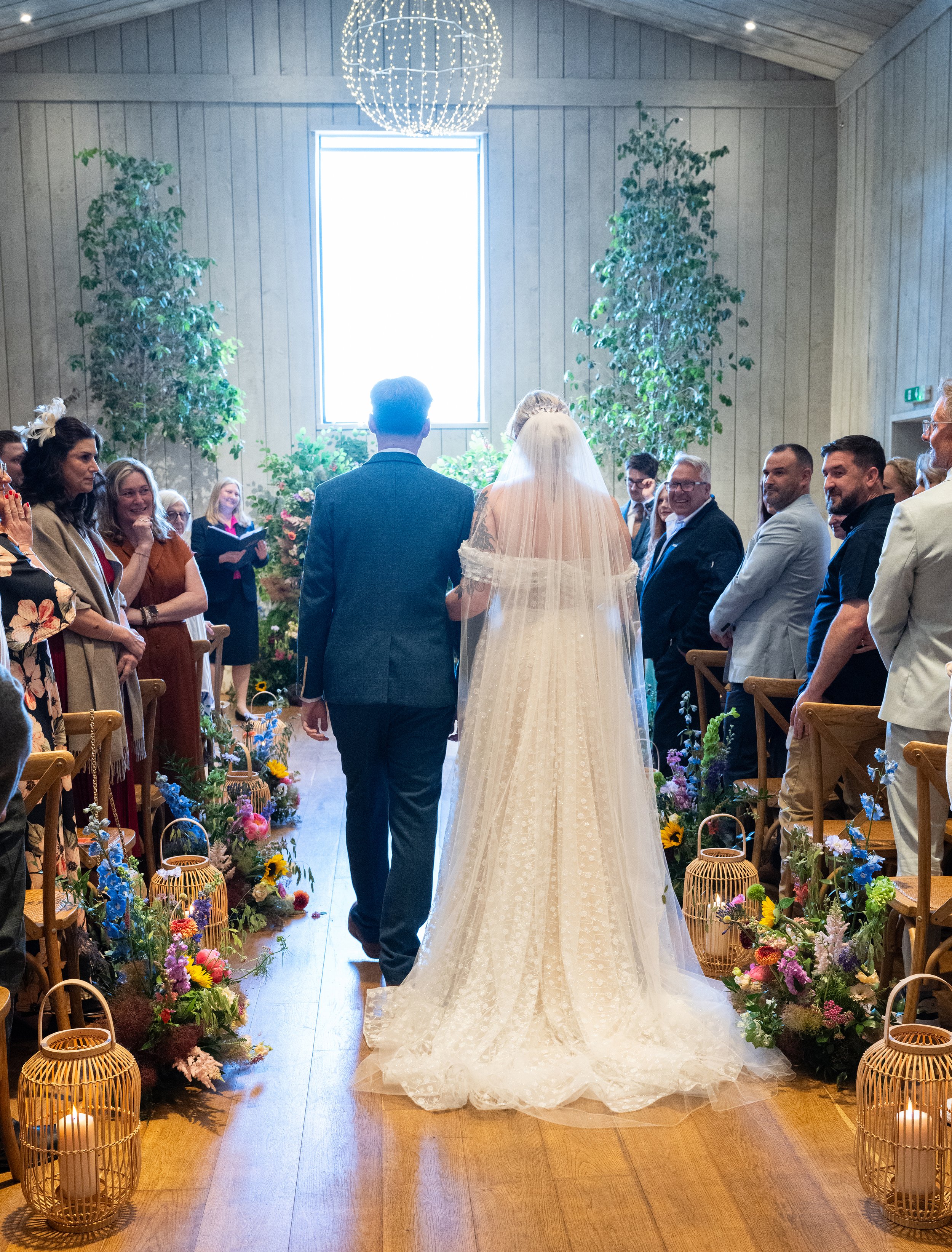 walk down the aisle, barn wedding