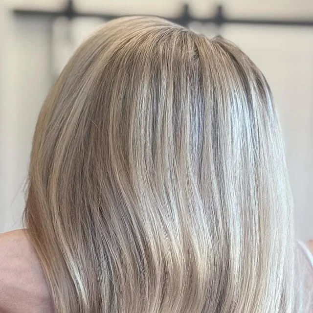 Babylights service result at Willow's Cove Salon in Mineola NY — ultra-fine highlights creating soft, sun-kissed dimension on blonde hair