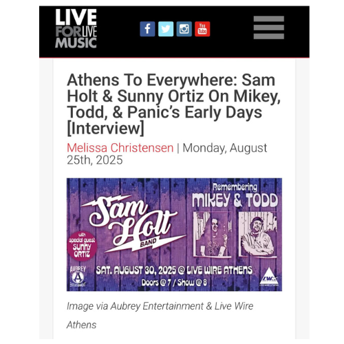 Live For Live Music Features Vigilante PR Interview with Sam Holt and Domingo (Sunny) Ortiz of Widespread Panic