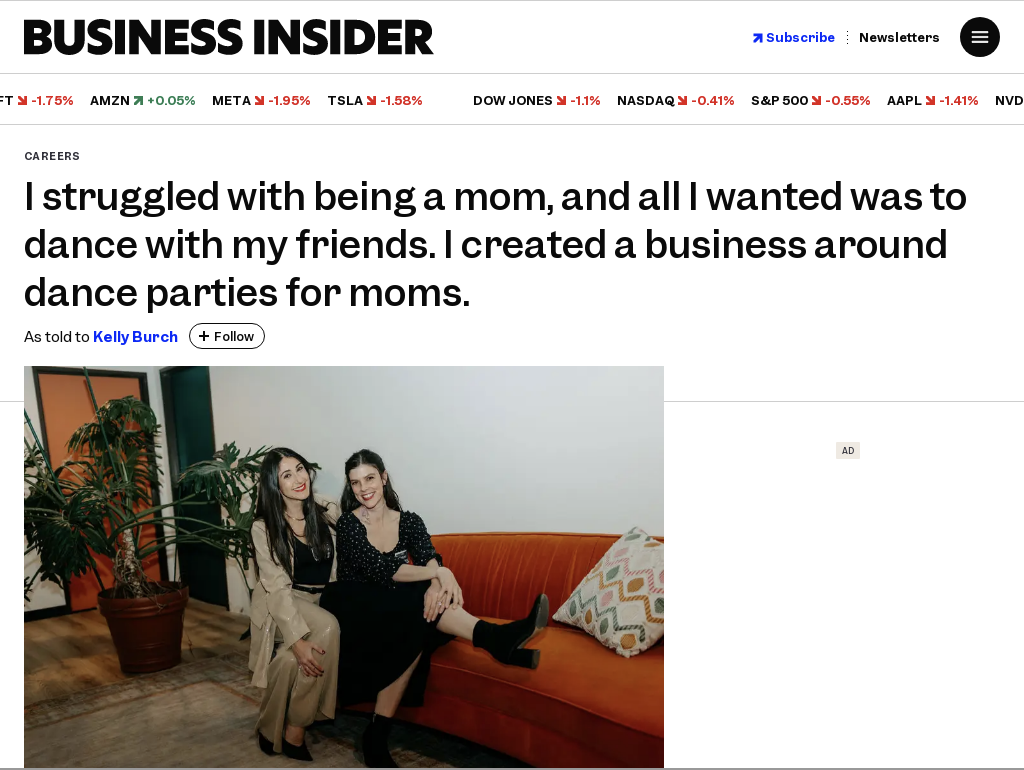 Business Insider Feature: “I created a business around dance parties for moms."
