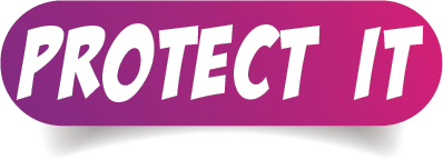 Text saying 'Protect It' in bold white letters on a purple background