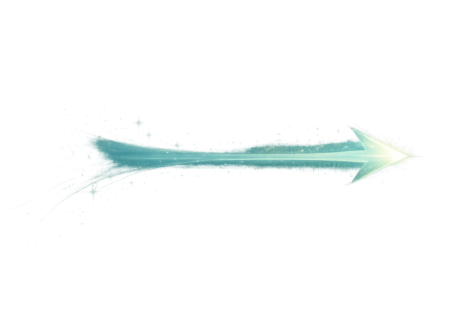 Glitch art image of a cyan arrow pointing to the right with a faded, textured appearance and glitch effects in various colors.