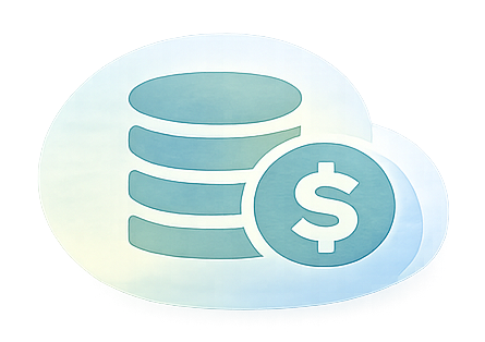 Illustration of stacked coins and a dollar sign.