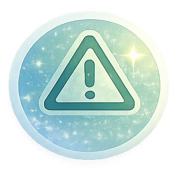 Warning sign with exclamation mark inside triangle, glowing and sparkly background