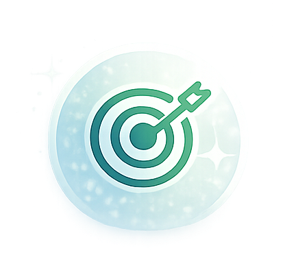 Target with arrow hitting the bullseye inside a circular logo.