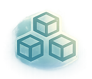 Illustration of three interconnected 3D cubes with a glowing, abstract background