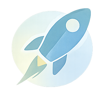 Illustration of a rocket taking off with a circular background