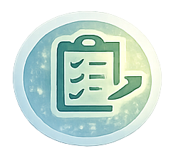 Icon of a clipboard with checklist and a pencil.