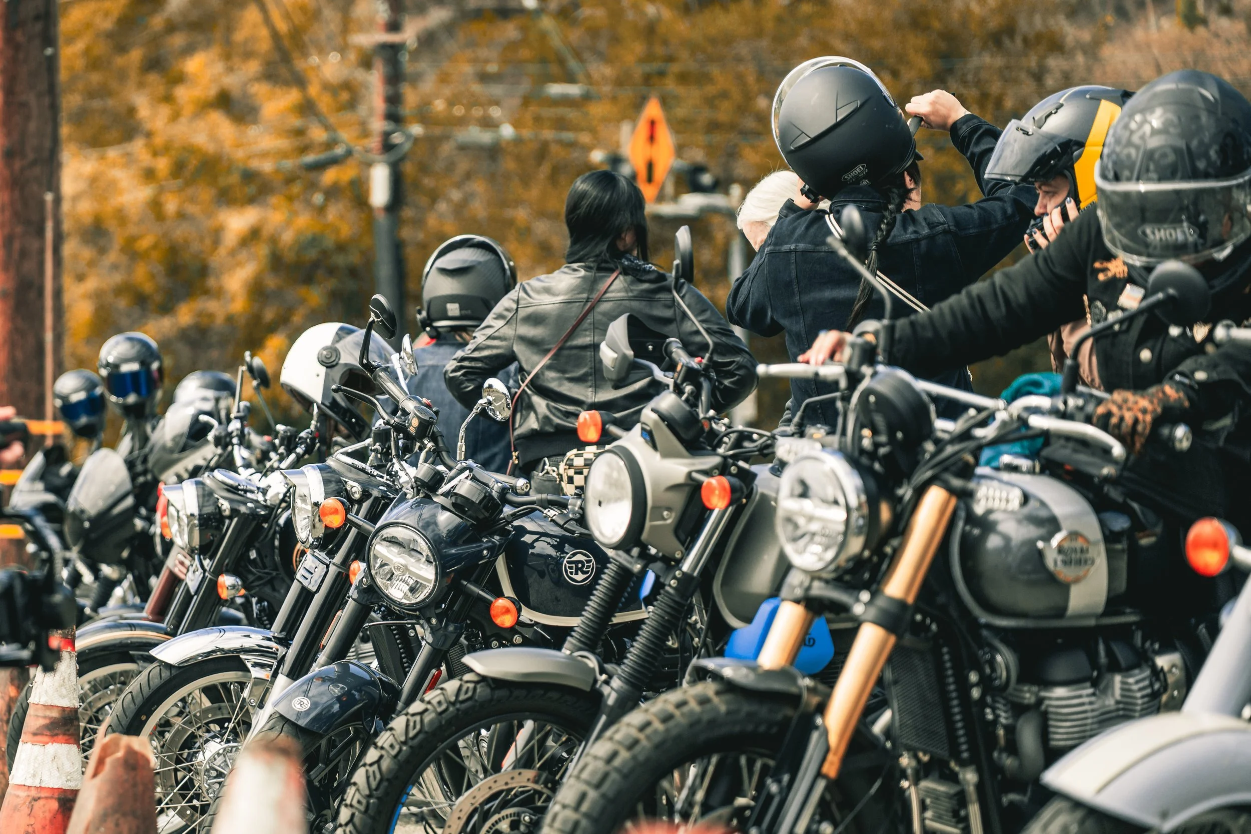 Group of Royal Enfield motorcycles lined up for One Ride 2026